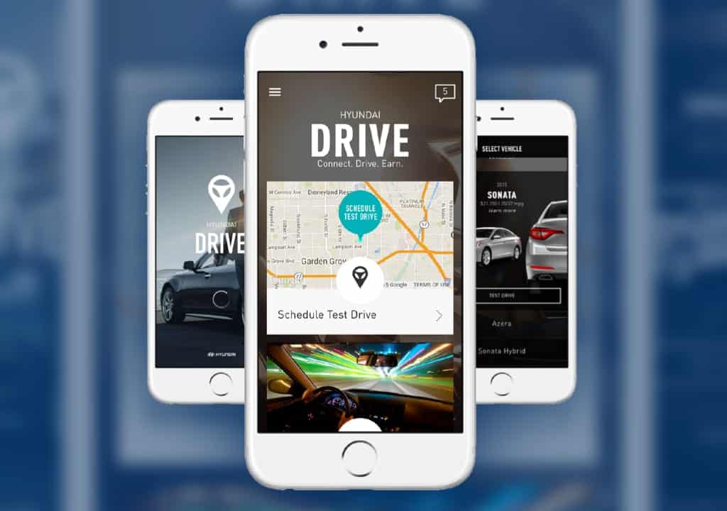 Hyundai Drive prototype app screens